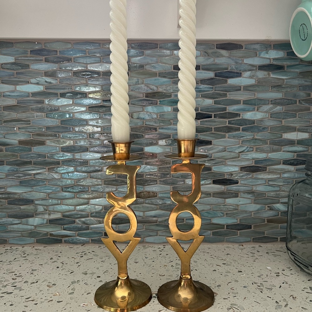 Solid Brass Candle Holder "JOY" International Silver Co.